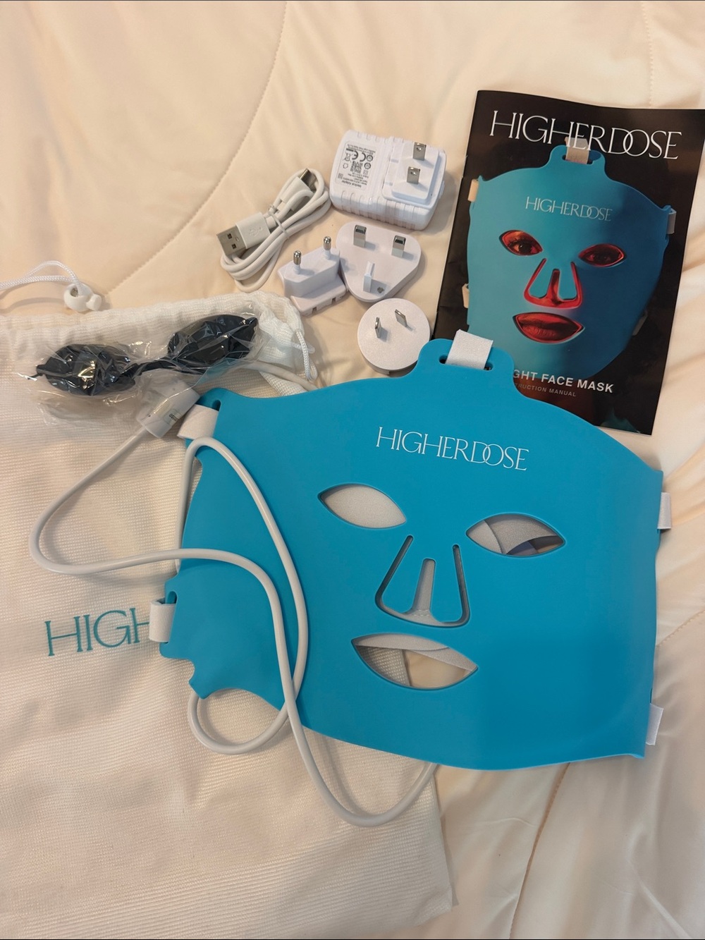 HigherDOSE LED Light Therapy Face Mask - Bright Blue